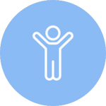 Icon of person with arms raised.