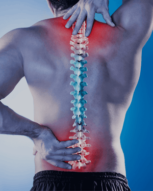 Back pain and spine highlighted