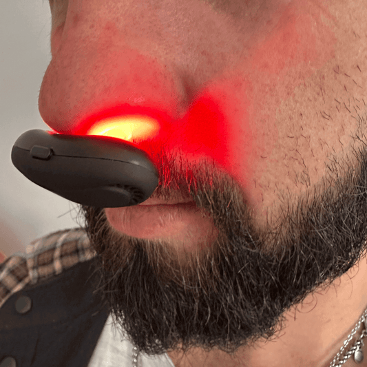 Product1 red light therapy device in use