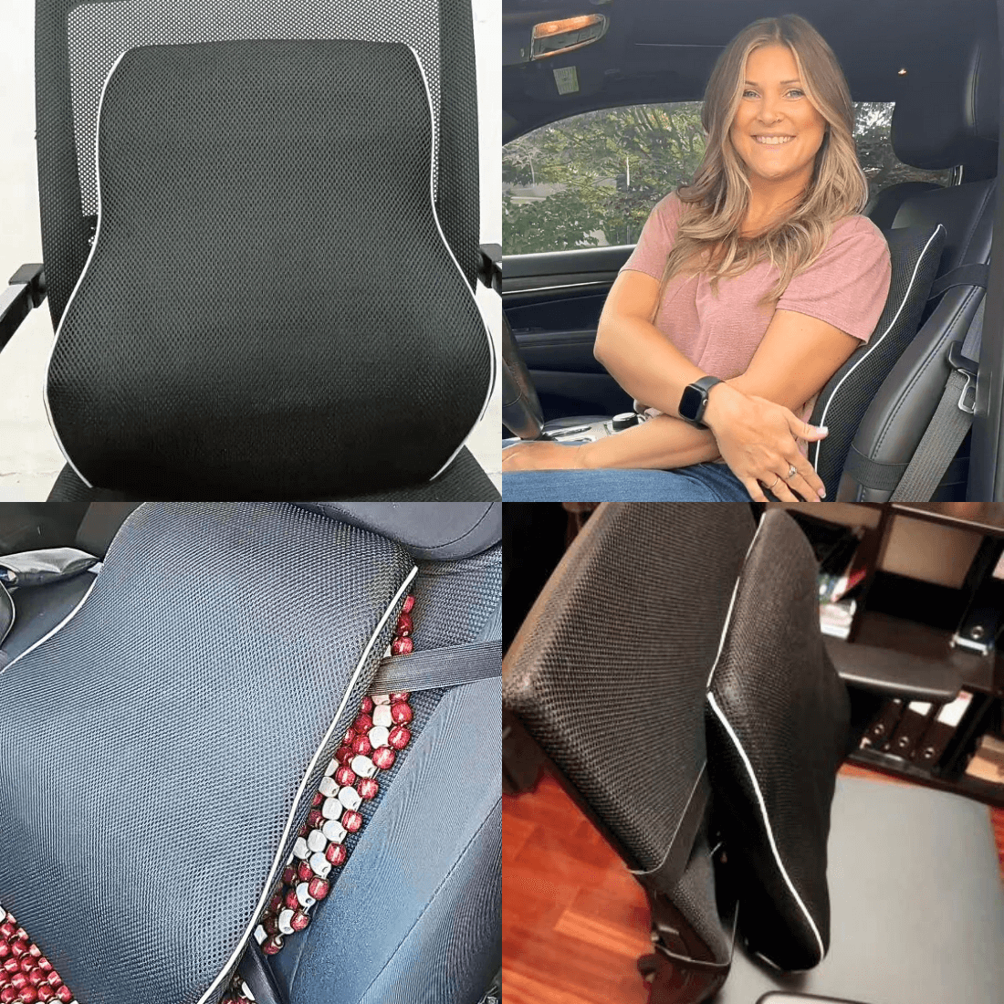 Black lumbar support pillow set for chair and car