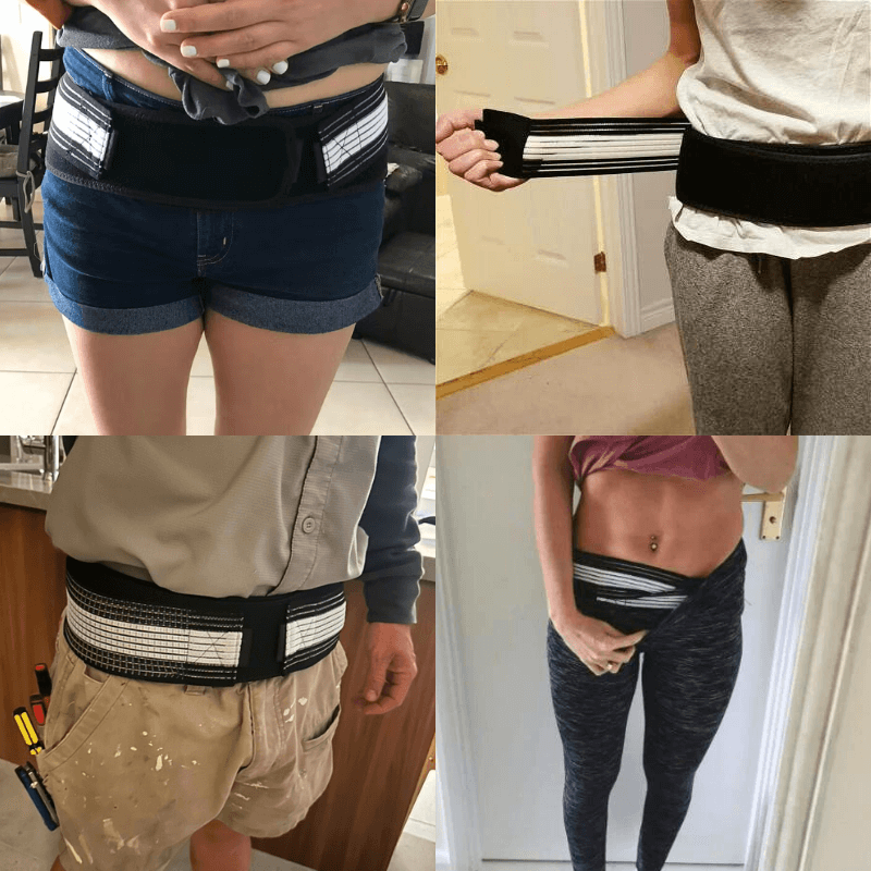 Support belt worn by different people.