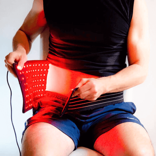 Red light therapy device being used